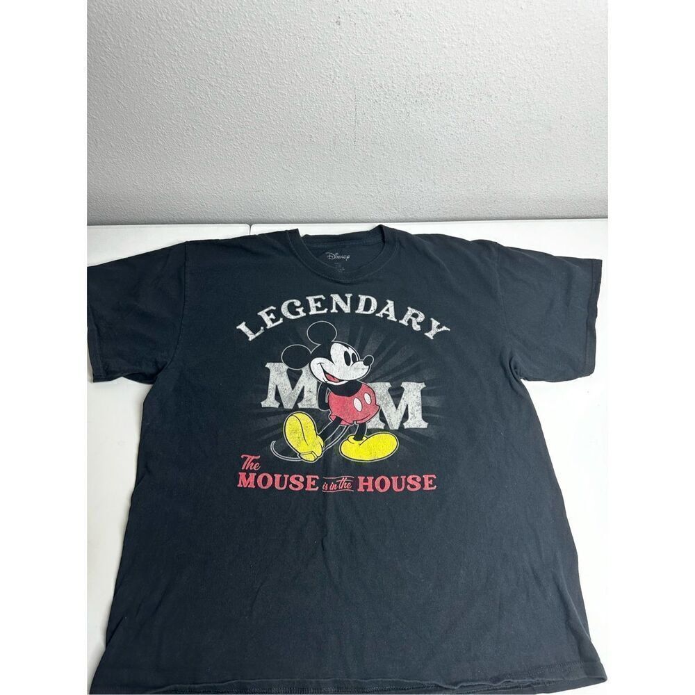 Rare Disney Legendy Mickey Mouse’s is in House MOM T-Shirt Black Womens XL